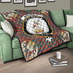 Matheson Ancient Tartan Crest Premium Quilt - Gold Thistle Style