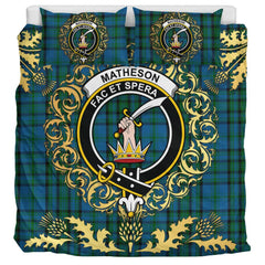 Matheson Hunting Tartan Crest Bedding Set - Golden Thistle Style