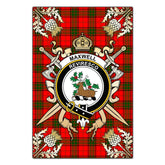 Maxwell Modern Tartan Crest Black Garden Flag - Gold Thistle Style