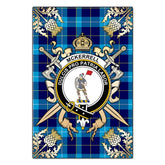 McKerrell Tartan Crest Black Garden Flag - Gold Thistle Style