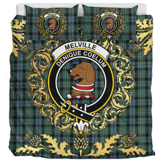 Melville 01 Tartan Crest Bedding Set - Golden Thistle Style