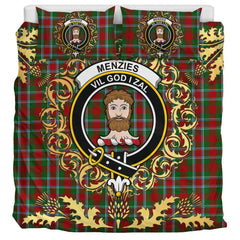 Menzies 01 Tartan Crest Bedding Set - Golden Thistle Style