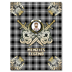 Menzies Black & White Modern Tartan Gold Courage Symbol Blanket