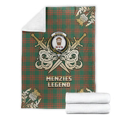 Menzies Green Ancient Tartan Gold Courage Symbol Blanket