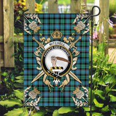 Mitchell Ancient Tartan Crest Garden Flag - Gold Thistle Style