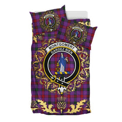 Montgomery Modern Tartan Crest Bedding Set - Golden Thistle Style
