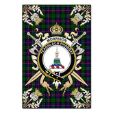 Morrison Modern Tartan Crest Black Garden Flag - Gold Thistle Style