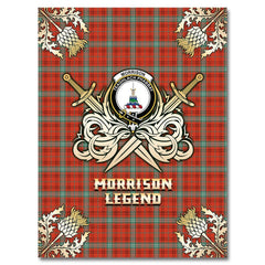 Morrison Red Ancient Tartan Gold Courage Symbol Blanket