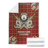 Morrison Red Modern Tartan Gold Courage Symbol Blanket