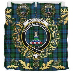 Morrison Society Tartan Crest Bedding Set - Golden Thistle Style