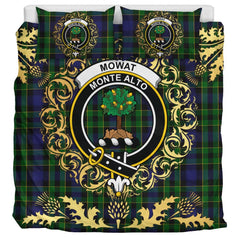 Mowat Tartan Crest Bedding Set - Golden Thistle Style