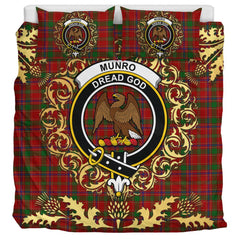 Munro 01 Tartan Crest Bedding Set - Golden Thistle Style
