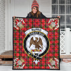 Munro Modern Tartan Crest Premium Quilt - Gold Thistle Style