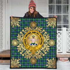 Murray of Atholl Ancient Tartan Crest Premium Quilt - Gold Thistle Style