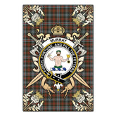 Murray of Atholl Weathered Tartan Crest Black Garden Flag - Gold Thistle Style