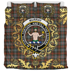 Murray of Atholl Weathered Tartan Crest Bedding Set - Golden Thistle Style