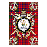 Murray of Tulloch Modern Tartan Crest Black Garden Flag - Gold Thistle Style
