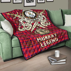 Murray of Tulloch Modern Tartan Crest Legend Gold Royal Premium Quilt