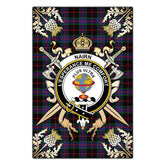 Nairn Tartan Crest Black Garden Flag - Gold Thistle Style
