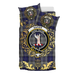 Napier Tartan Crest Bedding Set - Golden Thistle Style