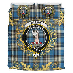 Napier Ancient Tartan Crest Bedding Set - Golden Thistle Style