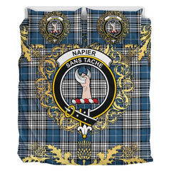 Napier Modern Tartan Crest Bedding Set - Golden Thistle Style
