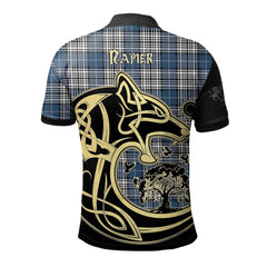 Napier Modern Tartan Polo Shirt Viking Wolf