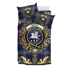 Nevoy Tartan Crest Bedding Set - Golden Thistle Style