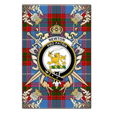 Newton Tartan Crest Black Garden Flag - Gold Thistle Style