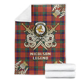 Nicolson Ancient Tartan Gold Courage Symbol Blanket