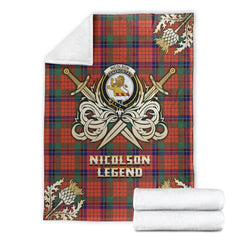 Nicolson Ancient Tartan Gold Courage Symbol Blanket