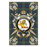 Nicolson Hunting Ancient Tartan Crest Black Garden Flag - Gold Thistle Style