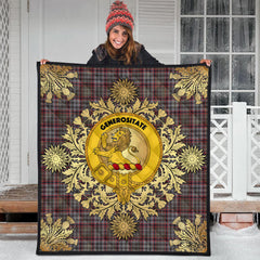 Nicolson Hunting Weathered Tartan Crest Premium Quilt - Gold Thistle Style