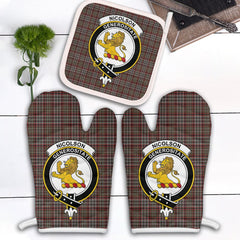 Nicolson Hunting Weathered Tartan Crest Oven Mitt And Pot Holder (2 Oven Mitts + 1 Pot Holder)