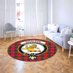 Nicolson Modern Tartan Crest Round Rug