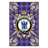 Ochterlony Tartan Crest Black Garden Flag - Gold Thistle Style