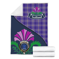 Ochterlony Tartan Crest Premium Blanket - Thistle Style