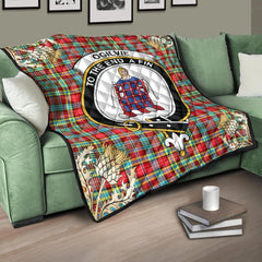 Ogilvie Tartan Crest Premium Quilt - Gold Thistle Style