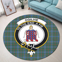 Ogilvie Hunting Ancient Tartan Crest Round Rug