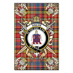 Ogilvie of Airlie Ancient Tartan Crest Black Garden Flag - Gold Thistle Style