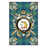 Oliphant Ancient Tartan Crest Black Garden Flag - Gold Thistle Style