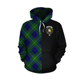 Oliphant Modern Tartan Hoodie Half of Me - Cross Style