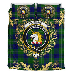 Oliphant Modern Tartan Crest Bedding Set - Golden Thistle Style