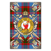 Pennycook Tartan Crest Black Garden Flag - Gold Thistle Style