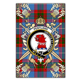 Pentland Tartan Crest Black Garden Flag - Gold Thistle Style