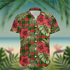 Pollock Tartan Hawaiian Shirt Hibiscus, Coconut, Parrot, Pineapple - Tropical Garden Shirt