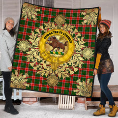 Pollock Modern Tartan Crest Premium Quilt - Gold Thistle Style