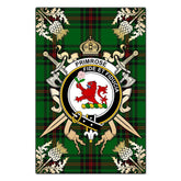Primrose Tartan Crest Black Garden Flag - Gold Thistle Style