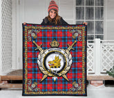 MacTavish Modern Tartan Crest Premium Quilt - Celtic Thistle Style