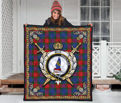 Mar Tartan Crest Premium Quilt - Celtic Thistle Style